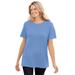 Plus Size Women's Thermal Short-Sleeve Satin-Trim Tee by Woman Within in French Blue (Size M) Shirt