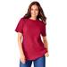 Plus Size Women's Thermal Short-Sleeve Satin-Trim Tee by Woman Within in Classic Red (Size 2X) Shirt