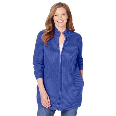 Plus Size Women's Zip Front Shaker Cardigan by Woman Within in Tulip Purple (Size 5X) Sweater