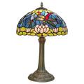 Blivuself Tiffany Style Stained Glass Table Lamp Dragonfly Lotus Flower Blue sea Bedroom Bedside Reading Desk Light for Office Dormitory Bar Decorate Retro Unique Cute Accent Decor Nightstand Lamps
