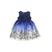 Pippa & Julie Special Occasion Dress: Blue Graphic Skirts & Dresses - Kids Girl's Size 6