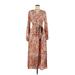 Casual Dress - Wrap: Brown Paisley Dresses - Women's Size Medium