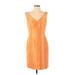 Linda Allard Ellen Tracy Casual Dress - Sheath: Orange Brocade Dresses - Women's Size 2