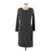 Ann Taylor Casual Dress - Sheath Scoop Neck 3/4 sleeves: Gray Print Dresses - Women's Size Medium Petite