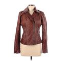 Guess Faux Leather Jacket: Short Burgundy Print Jackets & Outerwear - Women's Size Medium