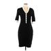 Anne Klein Casual Dress - Sheath V-Neck 3/4 sleeves: Black Color Block Dresses - Women's Size Medium