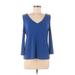 Calvin Klein 3/4 Sleeve Top Blue Sweetheart Tops - Women's Size Medium