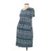 New Recruit Casual Dress - Shift: Blue Print Dresses - Women's Size Medium Maternity