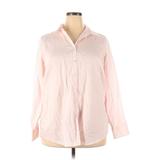 Lands' End Long Sleeve Button Down Shirt: Pink Tops - Women's Size 20 Plus