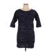 Tahari by ASL Casual Dress - Shift: Blue Marled Dresses - Women's Size Large