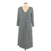 Lands' End Casual Dress - Midi: Gray Marled Dresses - Women's Size Large