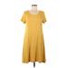 Old Navy Casual Dress - Mini Scoop Neck Short sleeves: Yellow Solid Dresses - Women's Size Medium