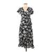 Blue Rain Casual Dress - Wrap: Black Tropical Dresses - Women's Size Medium