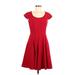 Calvin Klein Casual Dress - A-Line: Red Solid Dresses - Women's Size 6