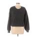 DKNY Fleece Jacket: Short Gray Print Jackets & Outerwear - Women's Size Medium