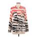 Calvin Klein Long Sleeve Blouse: Orange Zebra Print Tops - Women's Size Medium