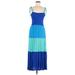 Bebop Casual Dress - Maxi: Blue Color Block Dresses - Women's Size Medium