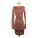 Express Outlet Casual Dress - Sweater Dress: Brown Marled Dresses - Women's Size Small