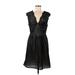 Reiss Casual Dress - Mini Plunge Short sleeves: Black Print Dresses - New - Women's Size 8