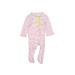 First Impressions Long Sleeve Onesie: Pink Stripes Bottoms - Size 6-9 Month