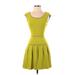 Paula Hian Casual Dress - Mini Scoop Neck Sleeveless: Green Print Dresses - Women's Size X-Small