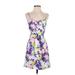 J.Crew Factory Store Casual Dress - Mini: Purple Paint Splatter Print Dresses - Women's Size 0