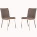 Horizontally Tufted Leatherette Dining Chair with Metal Legs, Set of 2,Gray