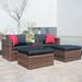 Protective 5 Pieces Outdoor Patio Wicker Sectional Sofa Set with Furniture Cover
