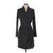 Karen Kane Casual Dress - Wrap: Black Houndstooth Dresses - Women's Size Medium