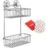 Shower Caddy with Suction Cup - 304 Stainless Steel 2Tier Basket for Bathroom - Rustproof (Chrome)