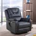 Zero Gravity Power Recliner with Comfortable Lying Degree, Massage, Heating & Phone Holder, Side Pockets, USB Charge Ports,Black
