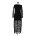 Maje Casual Dress - Party High Neck 3/4 sleeves: Black Solid Dresses - New - Women's Size Large