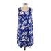 Jessica H Casual Dress - Shift: Blue Floral Motif Dresses - Women's Size 16