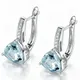 Elegant Women Faux Sapphire Rhinestone Inlaid Drop Huggie Stud Earrings Eardrops Fashion Blue Stones