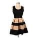 Windsor Casual Dress - A-Line: Black Stripes Dresses - Women's Size Large