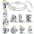 26 A-Z Alphabet Perles 925 Sterling Silver LOVE Letter Charms Fit Original Pandora Charms Bracelet