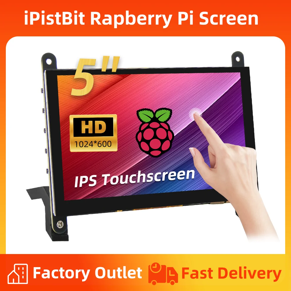 iPistBit 5'' Raspberry Pi Monitor Touchscreen Monitor 1024*600 HDMI IPS Kapazitiver Bildschirm für Raspberry Pi 5 4 3 2 Treiberfrei Image