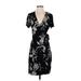 Original Nicole Miller Casual Dress - Wrap: Black Floral Motif Dresses - Women's Size Small