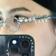 Neue y2k Silber blau Licht blockierende Brillen Strass ovale Metallrahmen Brille Mode Mädchen lesen