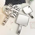 New Square Handle Makeup Mirror Mini Hand-Held Cosmetic Mirror Travel Metallic Portable Beauty