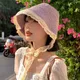 Ins Gentle Purple Lace Strap Straw Hats for Women Summer Travel Versatile Japanese Retro Fresh Sun