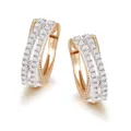 MxGxFam 18 k Mix 2 Gold Color Mirco CZ X Shaped Hoop Earrings For Women Fashion jewelry AAA+ Nickel