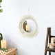 Macrame Wall Mirror Boho Home Decor Round Decorative Acrylic Mirrors for Living Room Bedroom Girl