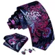 Elegant Multi Floral Silk Mens Tie Hanky Cufflinks Set Jacquard Flower Necktie For Male Wedding