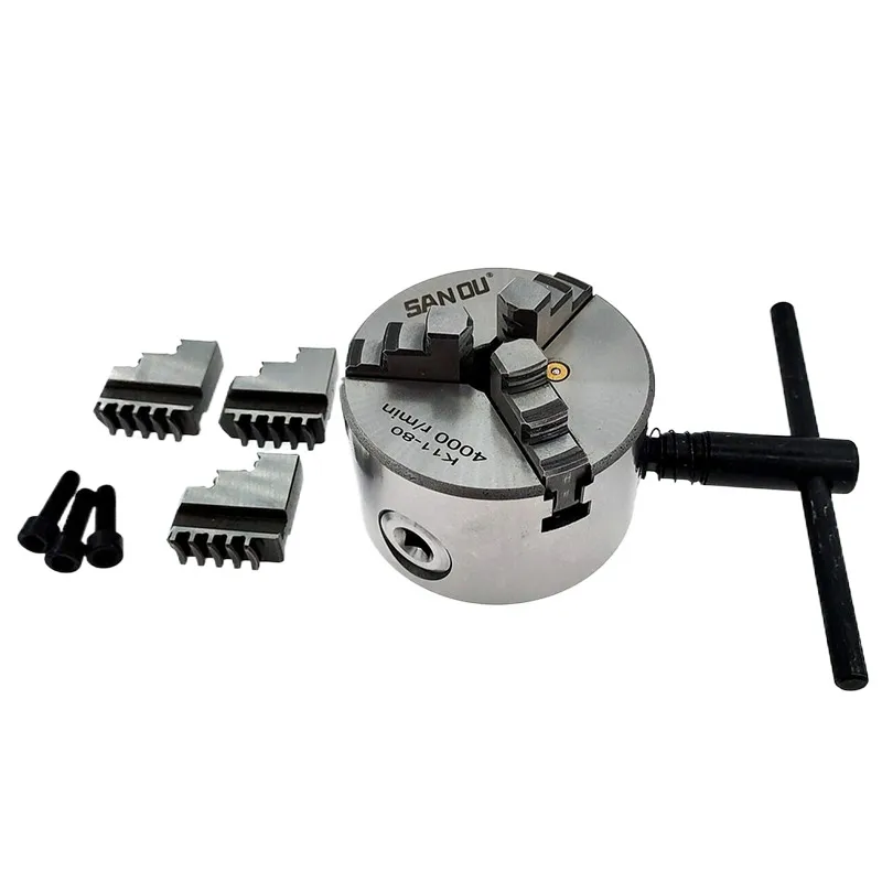 1Set K11-80 3 Backen Manuelle Drehmaschine Chuck Mit Drehen Maschine Werkzeuge Zubehör K12-80 4-Backen Drehmaschine Chuck selbst-Zentrierung Metall Neue Image