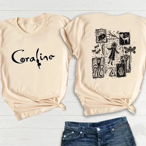 Retro Coraline Film T-Shirt Frauen weibliche Coraline Puppe Träume Unisex T-Shirt Horrorfilm T-Shirt