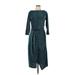 Cocktail Dress - Midi Crew Neck 3/4 sleeves: Teal Dresses - Women's Size Large