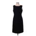 Lafayette 148 New York Casual Dress - Sheath Crew Neck Sleeveless: Black Print Dresses - Women's Size 4