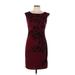 Jessica Howard Cocktail Dress - Sheath: Burgundy Damask Dresses - Women's Size 10 Petite