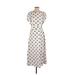 Great Jones Casual Dress - Midi Crew Neck Short sleeves: White Polka Dots Dresses - Women's Size Small